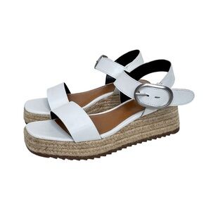 A New Approach White Espadrille Chunky Emily Sandals W/ Adjustable Strap Size 7